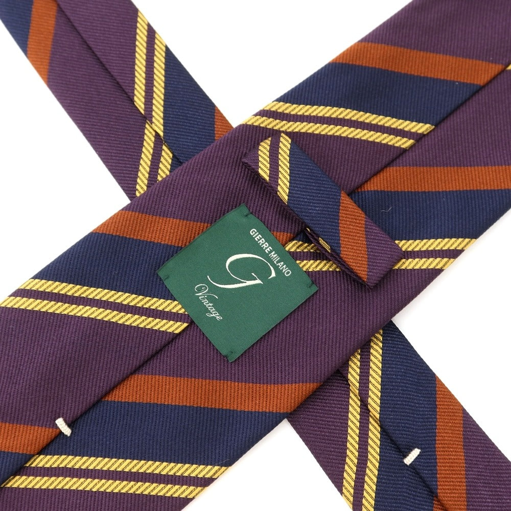 [New] GIERRE Striped 3-fold Silk Tie Purple x Navy [PUP] [S/S/A/W] [Condition Rank N] [Men&