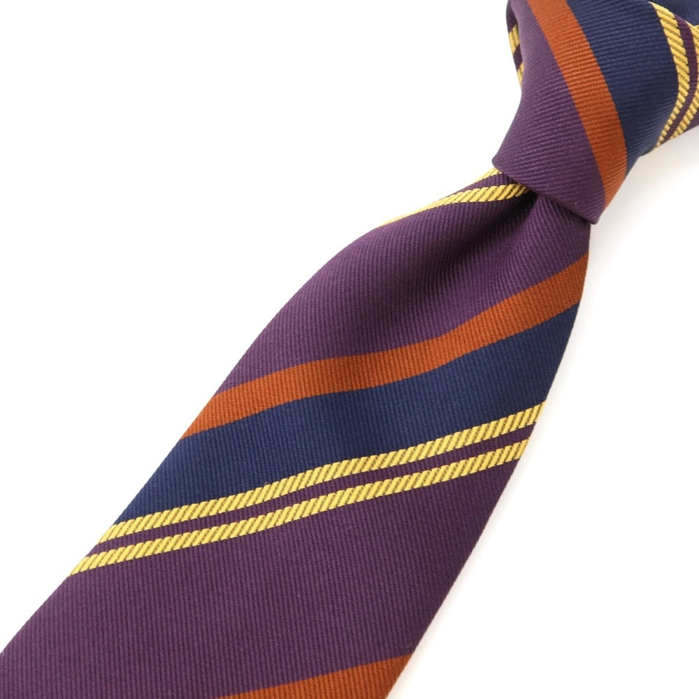 [New] GIERRE Striped 3-fold Silk Tie Purple x Navy [PUP] [S/S/A/W] [Condition Rank N] [Men&