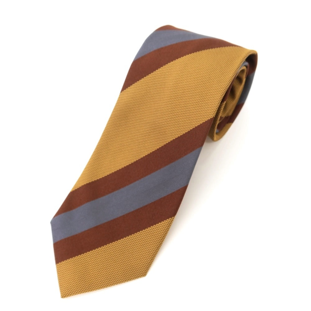 [New] GIERRE Striped Tri-Fold Silk Tie Ocher x Brown [BRW] [S/S/A/W] [Condition Rank N] [Men&