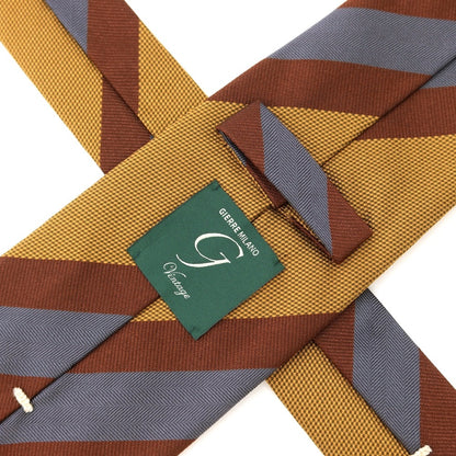 [New] GIERRE Striped Tri-Fold Silk Tie Ocher x Brown [BRW] [S/S/A/W] [Condition Rank N] [Men&