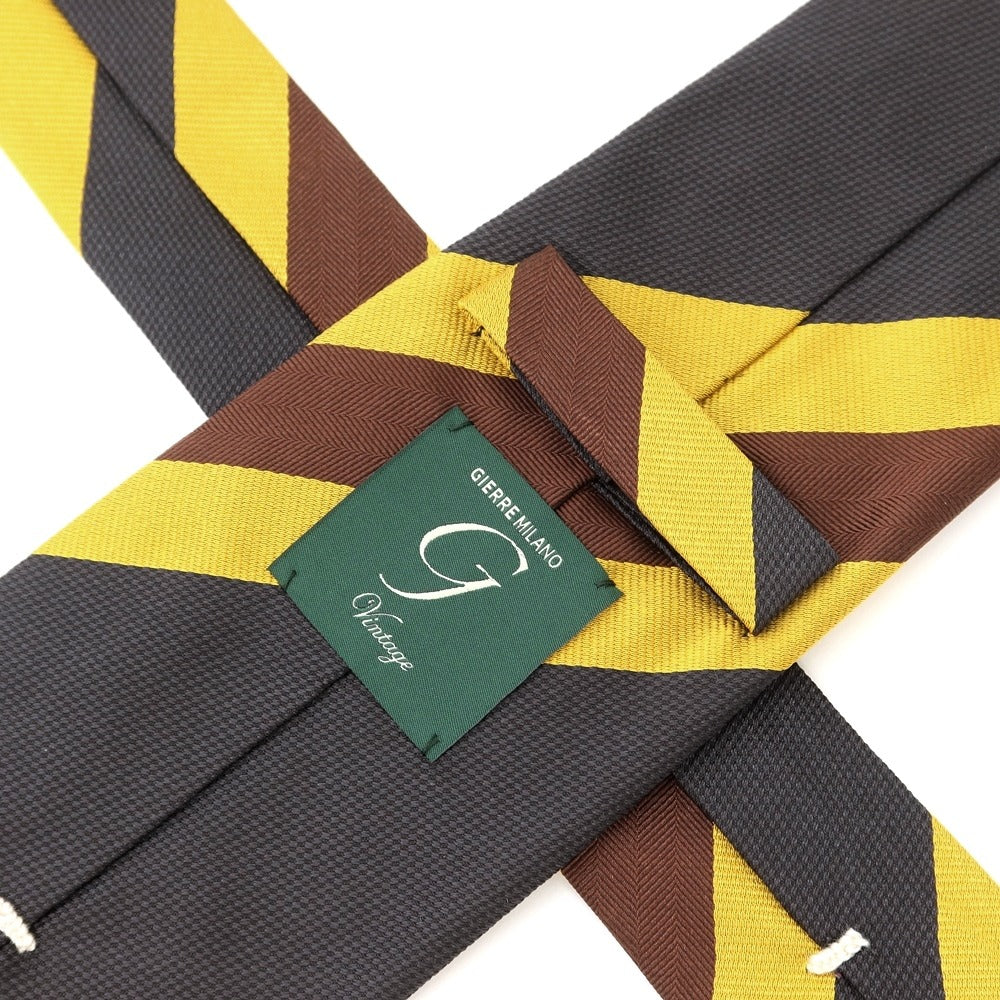 [New] GIERRE Striped 3-fold Silk Tie Charcoal Gray x Yellow [GRY] [S/S/A/W] [Condition Rank N] [Men&