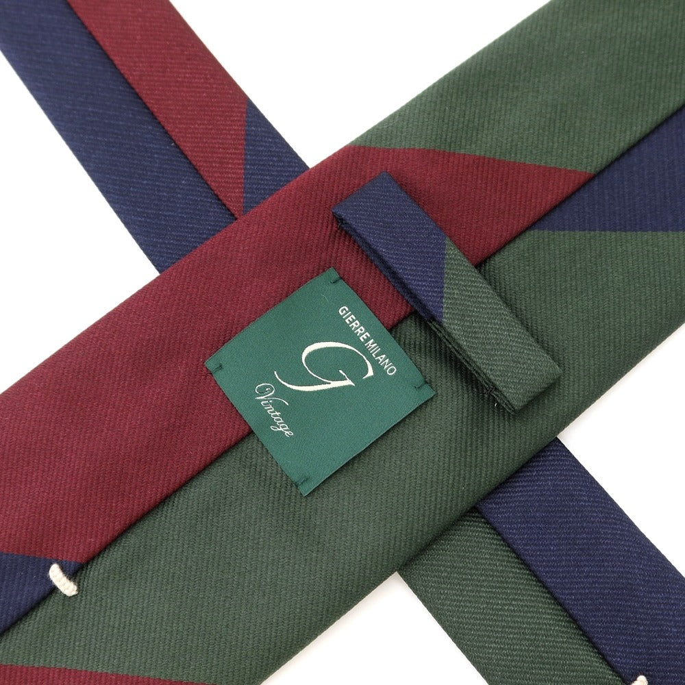 [New] GIERRE Striped 3-fold Silk Tie Green x Navy [GRN] [S/S/A/W] [Condition Rank N] [Men&