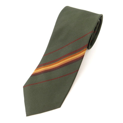 [New] GIERRE Panel Stripe Tri-Fold Silk Tie Moss Green x Brown [GRN] [S/S/A/W] [Condition Rank N] [Men&