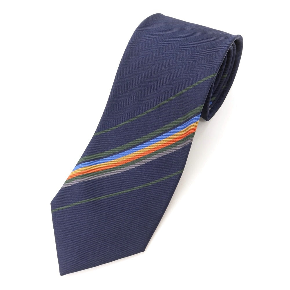 [New] GIERRE Panel Stripe Tri-Fold Silk Tie Navy x Green [NVY] [S/S/A/W] [Condition Rank N] [Men&