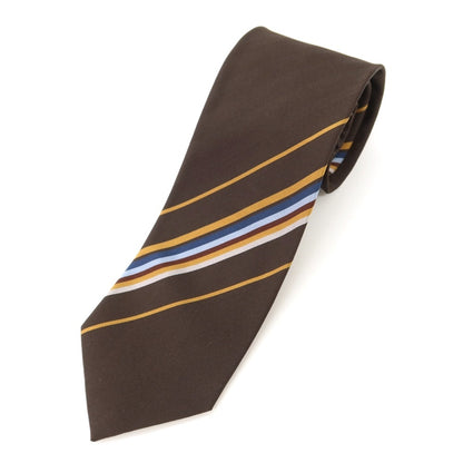 [New] GIERRE Panel Stripe Tri-Fold Silk Tie Brown x Camel [BRW] [S/S/A/W] [Condition Rank N] [Men&