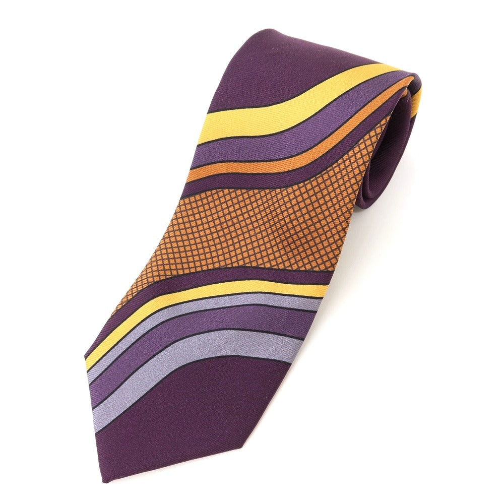 [New] GIERRE Panel Print Tri-Fold Silk Tie Purple x Light Brown [PUP] [S/S/A/W] [Condition Rank N] [Men&