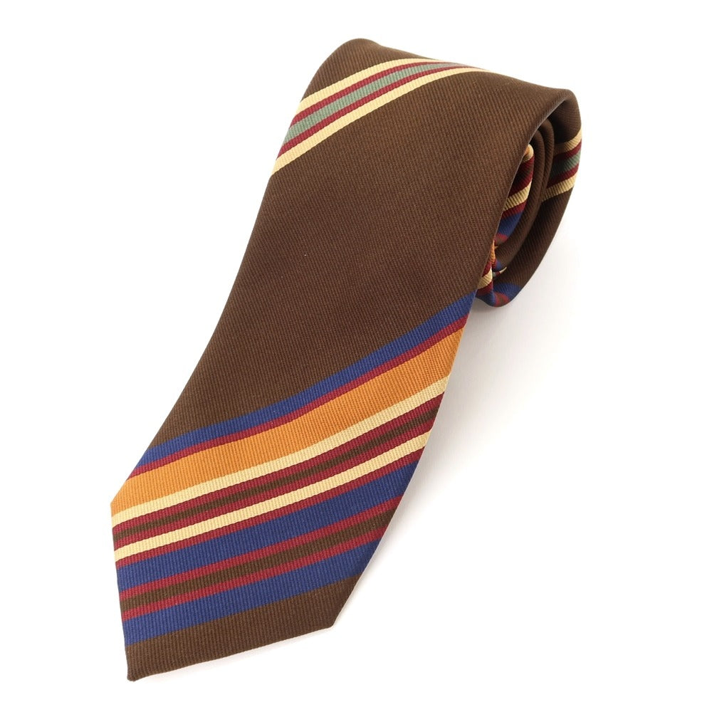 [New] GIERRE Striped Tri-Fold Silk Tie Brown x Orange [BRW] [S/S/A/W] [Condition Rank N] [Men&