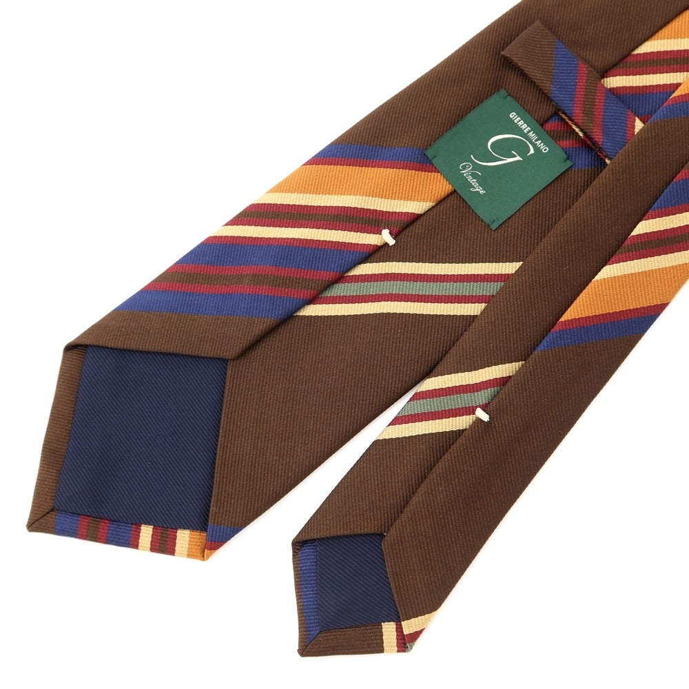 [New] GIERRE Striped Tri-Fold Silk Tie Brown x Orange [BRW] [S/S/A/W] [Condition Rank N] [Men&