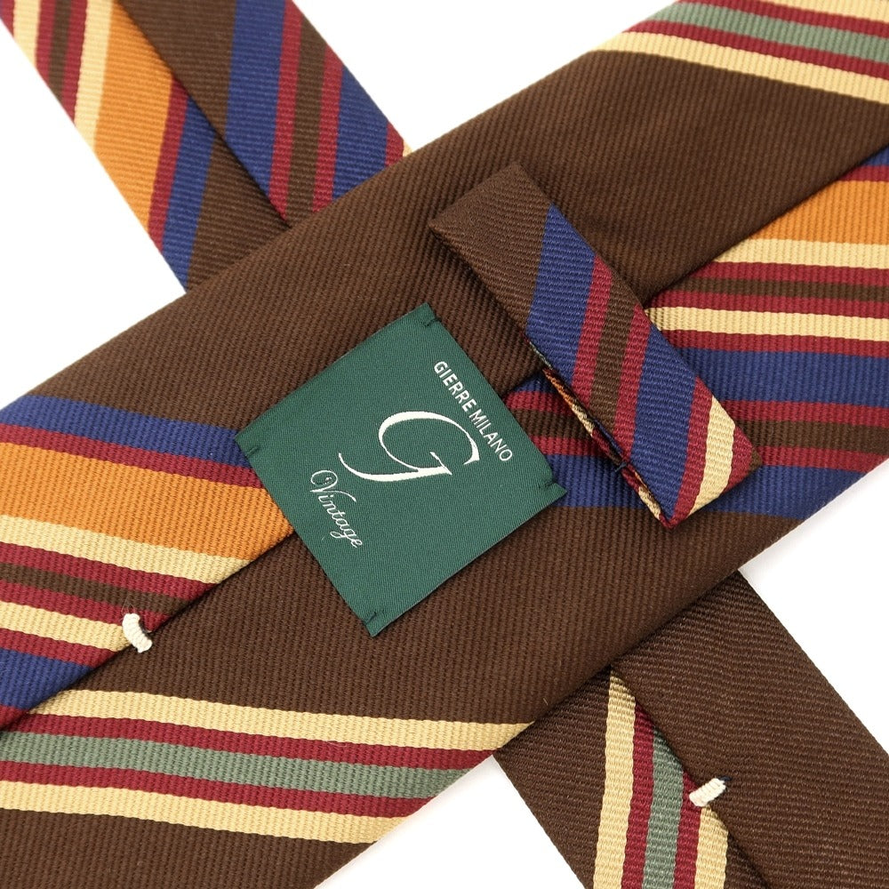 [New] GIERRE Striped Tri-Fold Silk Tie Brown x Orange [BRW] [S/S/A/W] [Condition Rank N] [Men&