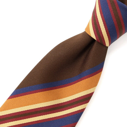 [New] GIERRE Striped Tri-Fold Silk Tie Brown x Orange [BRW] [S/S/A/W] [Condition Rank N] [Men&