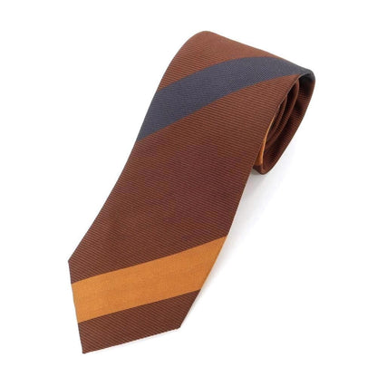 [New] GIERRE Striped Tri-Fold Silk Tie Brown x Charcoal [BRW] [S/S/A/W] [Condition Rank N] [Men&