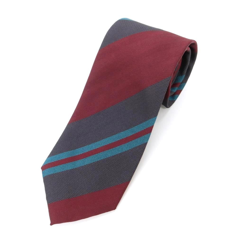 [New] GIERRE Striped 3-fold Silk Tie Bordeaux x Dark Gray [RED] [S/S/A/W] [Condition Rank N] [Men&