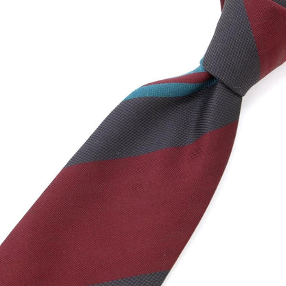 [New] GIERRE Striped 3-fold Silk Tie Bordeaux x Dark Gray [RED] [S/S/A/W] [Condition Rank N] [Men&