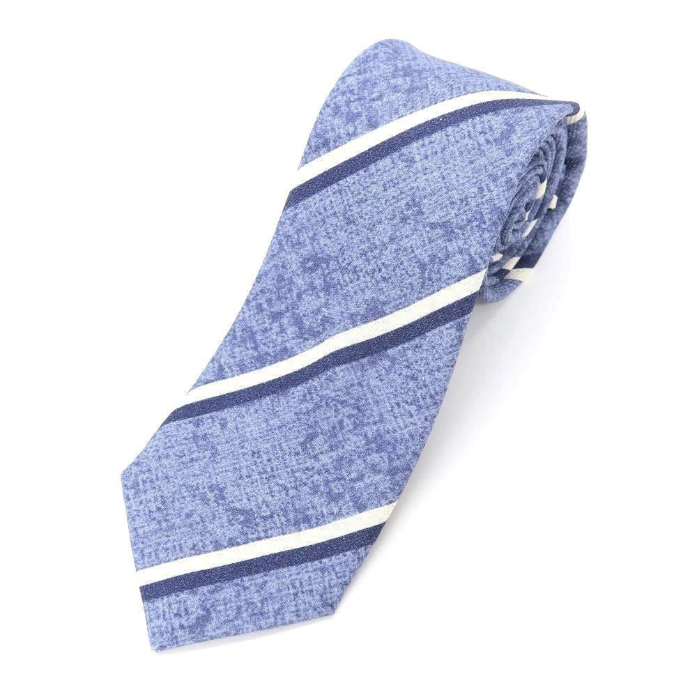 [New] GIERRE Striped Print Tri-Fold Silk Tie Blue x White [BLU] [S/S/A/W] [Condition Rank N] [Men&