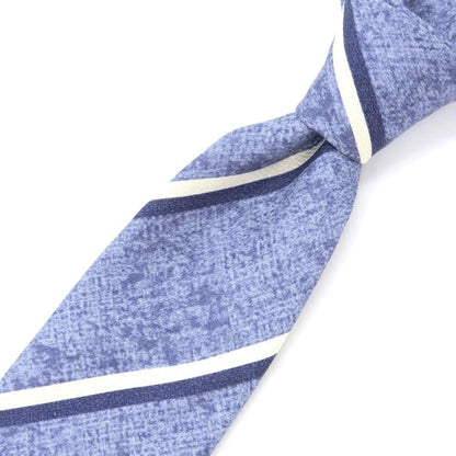 [New] GIERRE Striped Print Tri-Fold Silk Tie Blue x White [BLU] [S/S/A/W] [Condition Rank N] [Men&