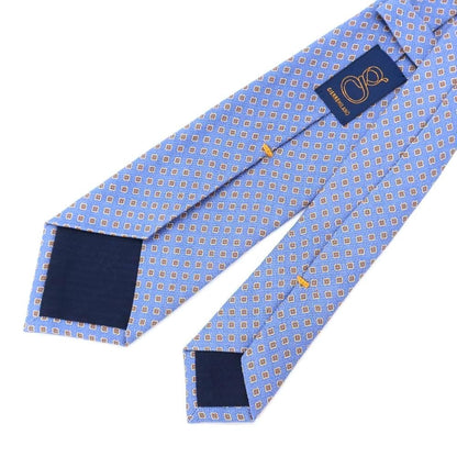 [New] GIERRE Small Pattern Print Tri-Fold Silk Tie Blue x Orange [BLU] [S/S/A/W] [Condition Rank N] [Men&