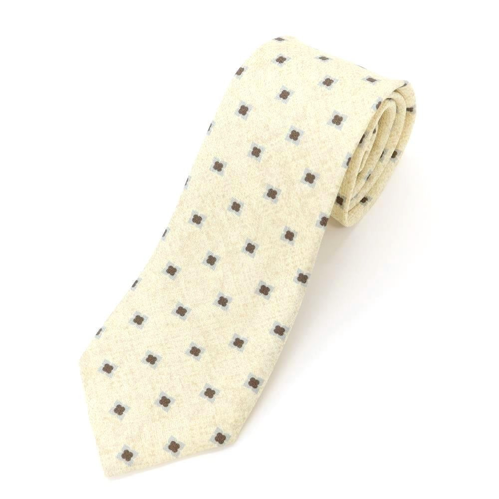 [New] GIERRE Small Pattern Print Tri-Fold Silk Tie Beige x Brown [BEI] [S/S/A/W] [Condition Rank N] [Men&