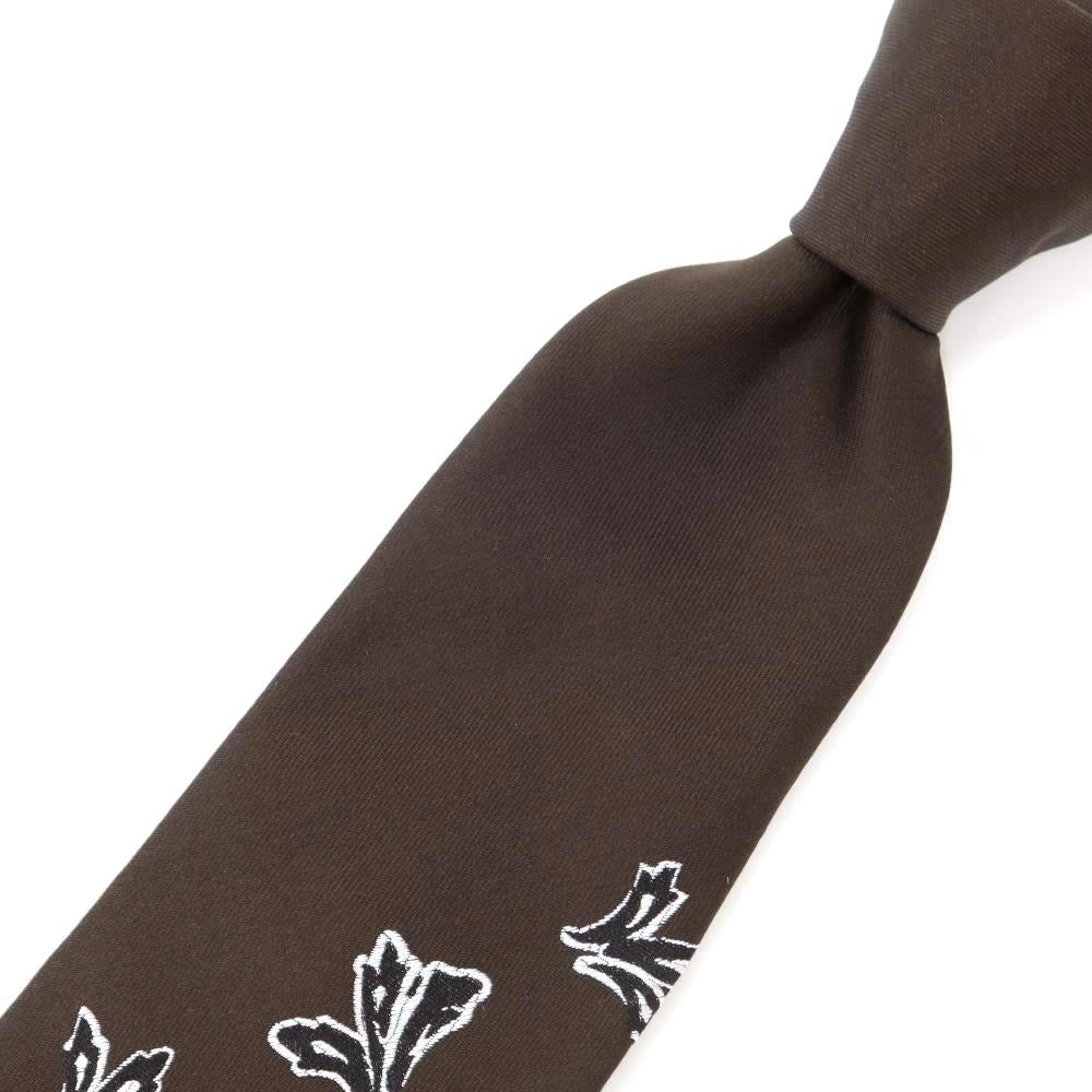 [New] GIERRE Panel Pattern Tri-Fold Silk Tie Dark Brown x White [BRW] [S/S/A/W] [Condition Rank N] [Men&