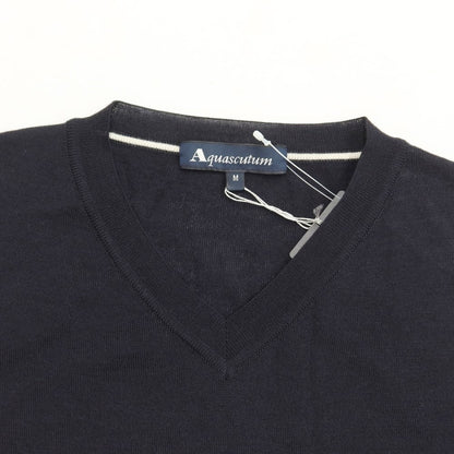 【中古】アクアスキュータム Aquascutum ウール Vネック プルオーバーニット ダークネイビー【サイズM】【NVY】【A/W】【状態ランクD】【メンズ】