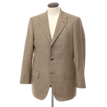 【中古】サルトリアピスケス Sartoria Pisthes ウールモヘヤカシミヤ チェック ジャケット イエローベージュxブラウン【サイズ52】【BEI】【A/W】【状態ランクC】【メンズ】