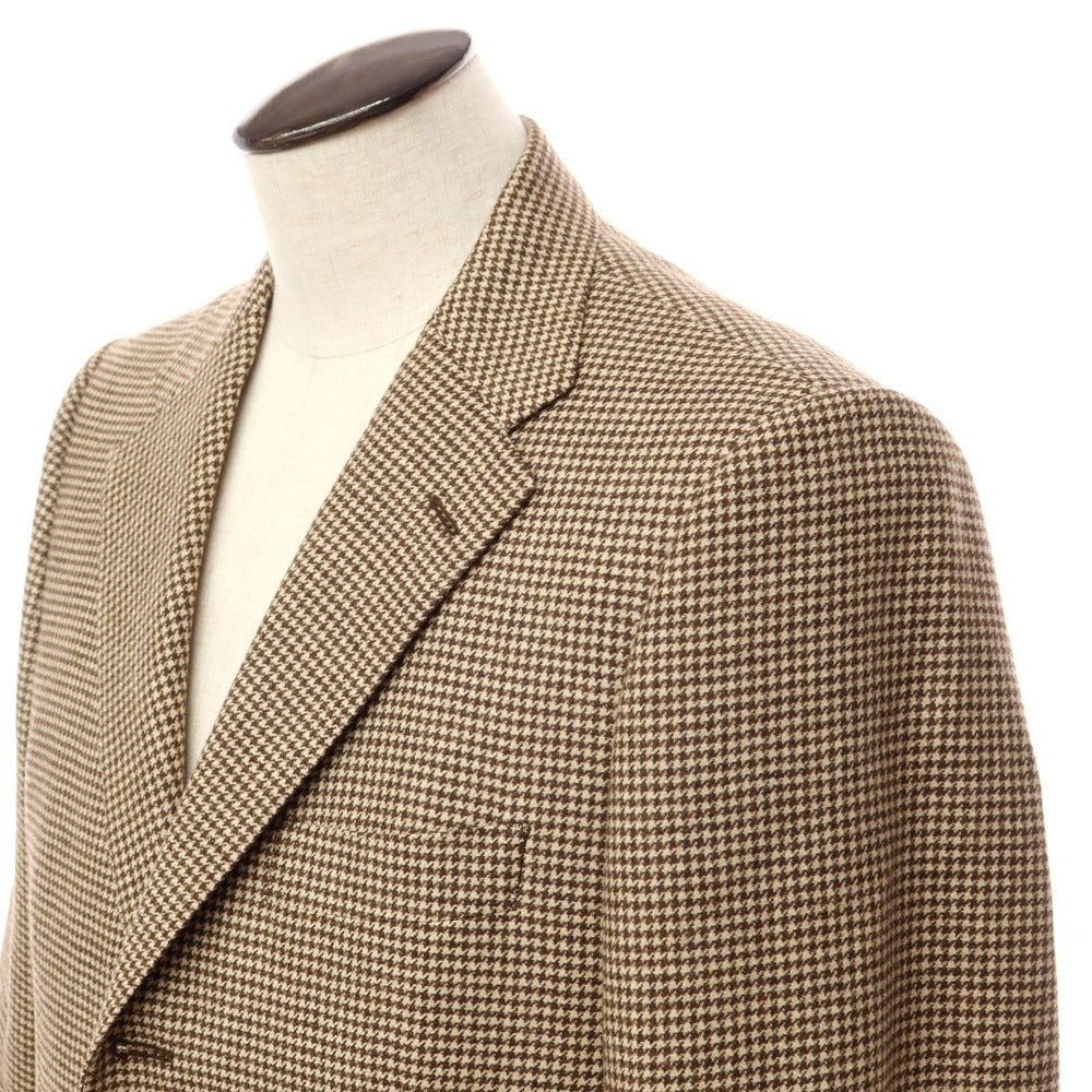 【中古】サルトリアピスケス Sartoria Pisthes ウールモヘヤカシミヤ チェック ジャケット イエローベージュxブラウン【サイズ52】【BEI】【A/W】【状態ランクC】【メンズ】