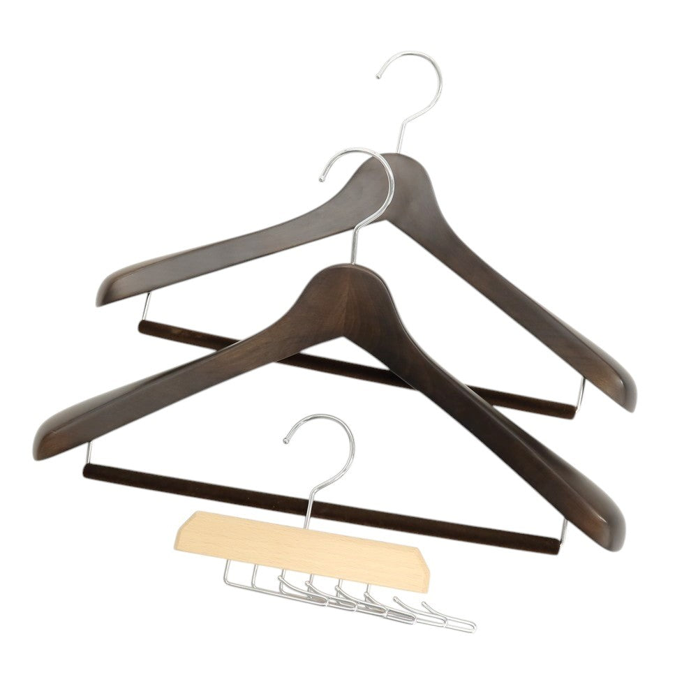 【中古】ナカタハンガー NAKATA HANGER スーツ＆ネクタイハンガー 3本セット ダークブラウンxナチュラル【 状態ランクA 】【 メンズ 】