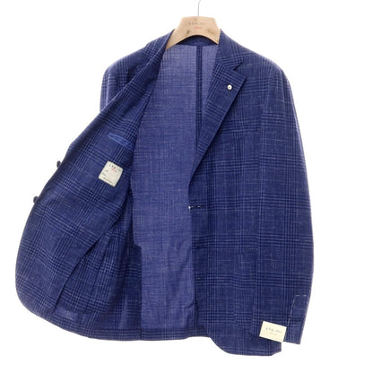 [New] LBM1911 Wool Linen Check Jacket Purple Navy [Size 52] [NVY] [S/S] [Condition Rank N] [Men&
