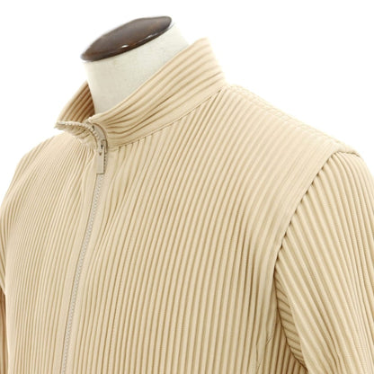 【中古】オム プリッセ イッセイミヤケ HOMME PLISSE ISSEY MIYAKE プリーツ加工 ジップアップブルゾン ベージュ【 表記なし（L位） 】【 状態ランクA 】【 メンズ 】