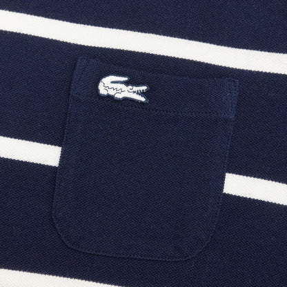 [Used] LACOSTE Pique Cotton Pocket Crew Neck T-Shirt Navy x White [2] [Condition Rank B] ​​[Unisex]
 [EPD]