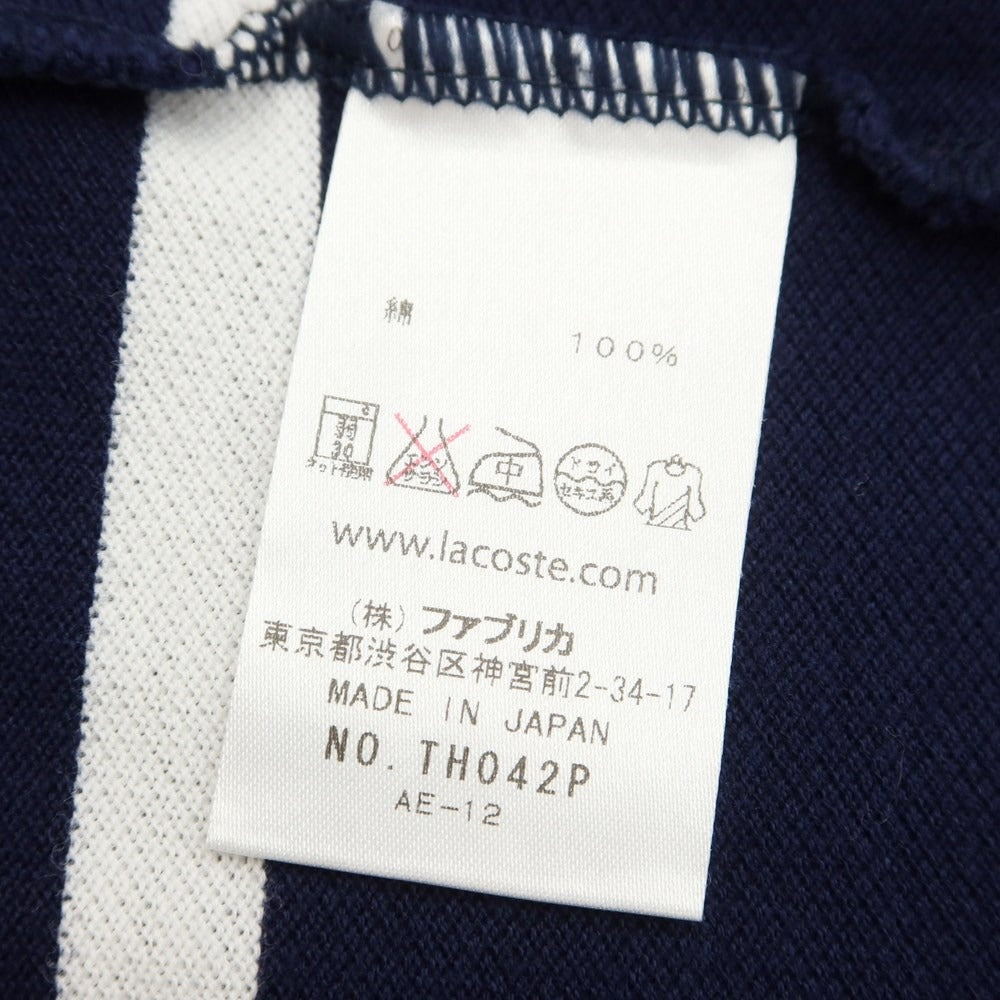 [Used] LACOSTE Pique Cotton Pocket Crew Neck T-Shirt Navy x White [2] [Condition Rank B] ​​[Unisex]
 [EPD]