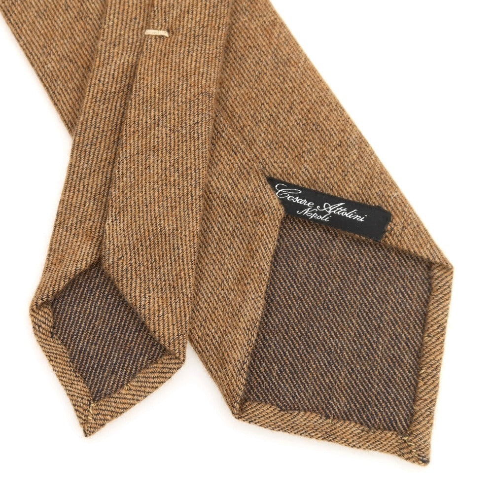 [Used] Cesare Attolini 3-fold wool tie, light brown [Condition: B] [Men&