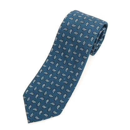 [Used] Nicky Paisley Print Tri-Fold Silk Tie Blue Green [Condition Rank C] [Men&