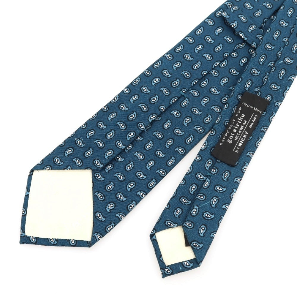 [Used] Nicky Paisley Print Tri-Fold Silk Tie Blue Green [Condition Rank C] [Men&