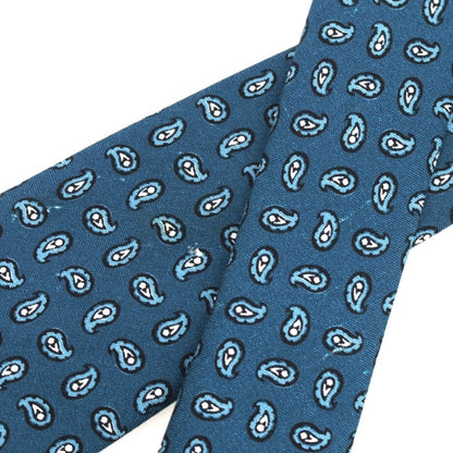 [Used] Nicky Paisley Print Tri-Fold Silk Tie Blue Green [Condition Rank C] [Men&