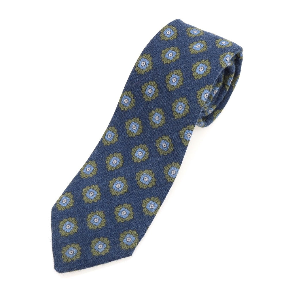 [Used] PETRONIUS Small Pattern Print Tri-Fold Wool Tie Navy [Condition Rank C] [Men&