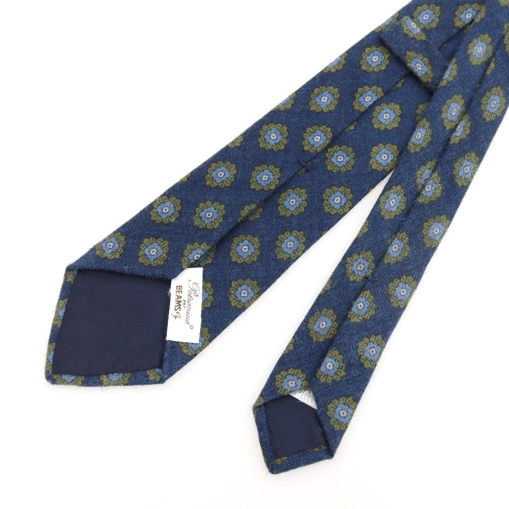 [Used] PETRONIUS Small Pattern Print Tri-Fold Wool Tie Navy [Condition Rank C] [Men&