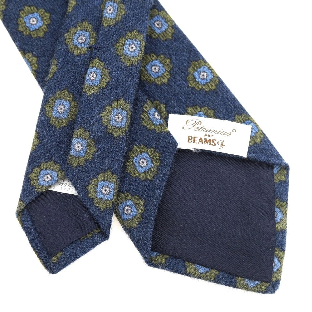 [Used] PETRONIUS Small Pattern Print Tri-Fold Wool Tie Navy [Condition Rank C] [Men&