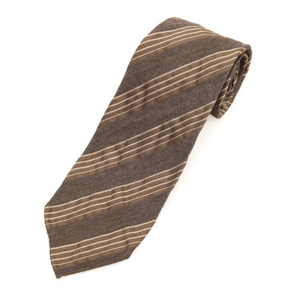 [Used] TIE YOUR TIE Striped Sette Pieghe Silk Necktie Brown [Condition Rank C] [Men&