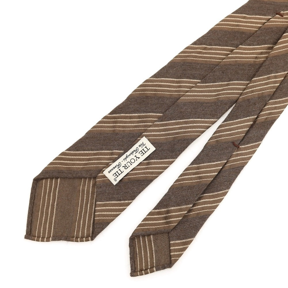 [Used] TIE YOUR TIE Striped Sette Pieghe Silk Necktie Brown [Condition Rank C] [Men&