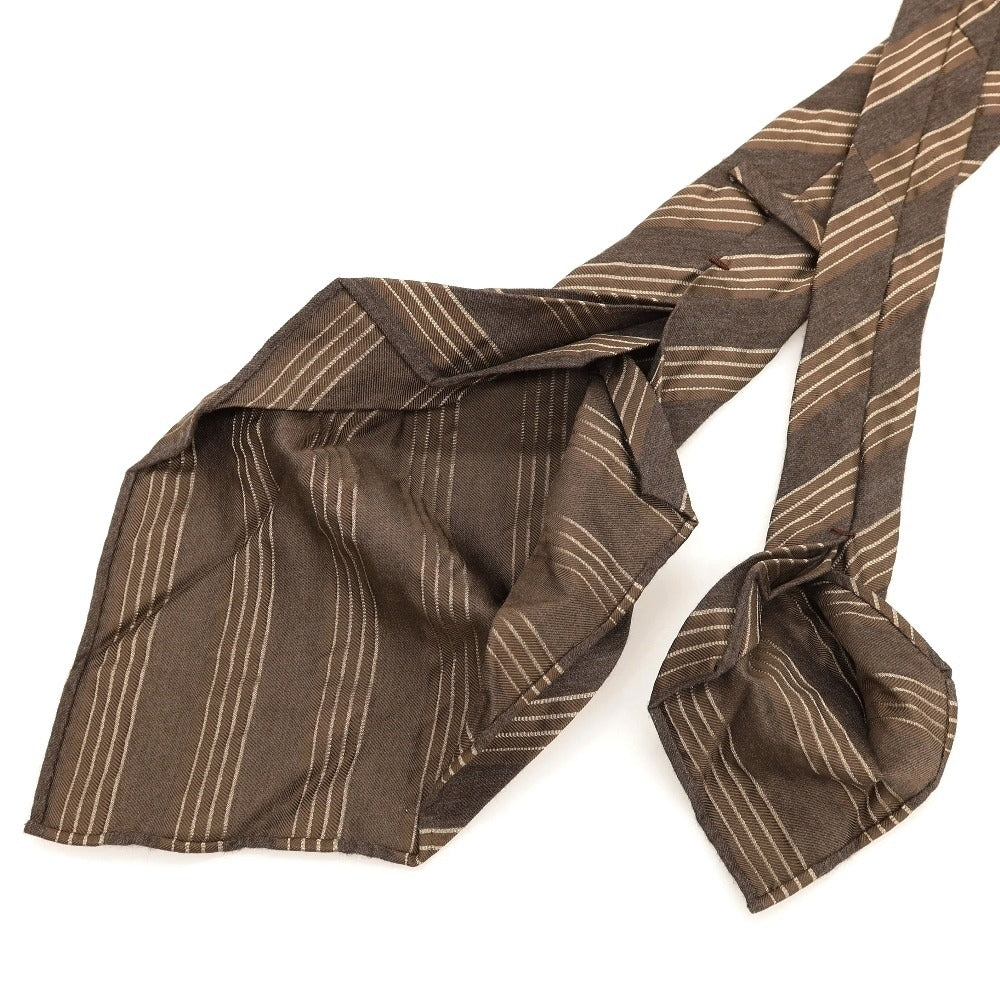 [Used] TIE YOUR TIE Striped Sette Pieghe Silk Necktie Brown [Condition Rank C] [Men&