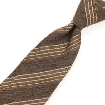 [Used] TIE YOUR TIE Striped Sette Pieghe Silk Necktie Brown [Condition Rank C] [Men&