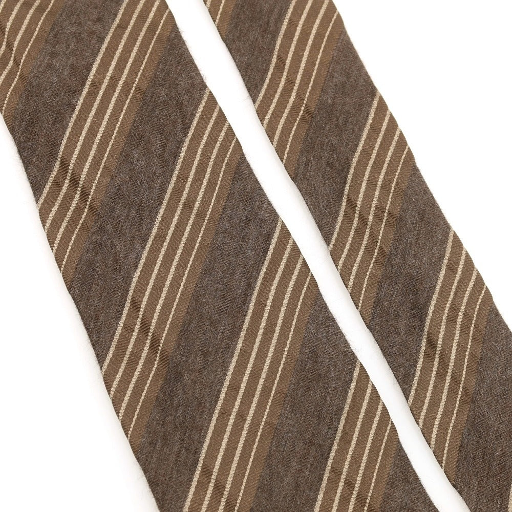 [Used] TIE YOUR TIE Striped Sette Pieghe Silk Necktie Brown [Condition Rank C] [Men&