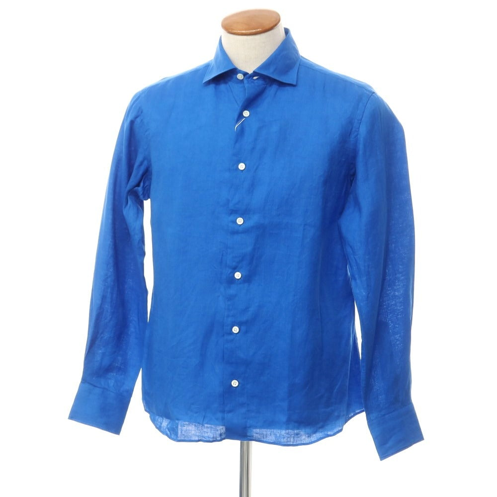 【中古】【未使用】メイカーズシャツ カマクラ Makers Shirt 鎌倉 リネン ワイドカラー カジュアルシャツ ブルー【 39 】【 状態ランクS 】【 メンズ 】