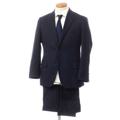 【中古】スーツカンパニー THE SUIT COMPANY ポリエステルウール ストライプ 3つボタンスーツ ダークネイビーxダークブルー【サイズ165cm-4Drop】【NVY】【A/W】【状態ランクC】【メンズ】【768870】