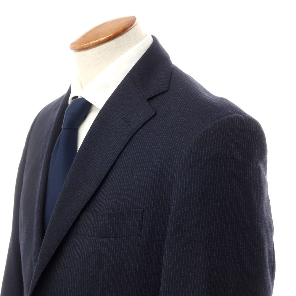 【中古】スーツカンパニー THE SUIT COMPANY ポリエステルウール ストライプ 3つボタンスーツ ダークネイビーxダークブルー【サイズ165cm-4Drop】【NVY】【A/W】【状態ランクC】【メンズ】【768870】