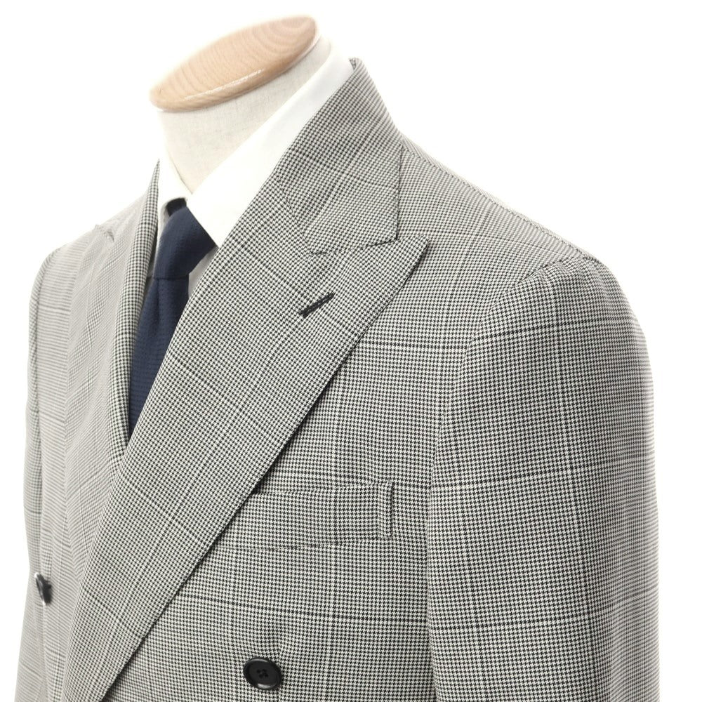 [Used] DE PETRILLO Wool Mohair Houndstooth Pattern Double Breasted Suit Black x White [44/46] [Condition Rank A] [Men&