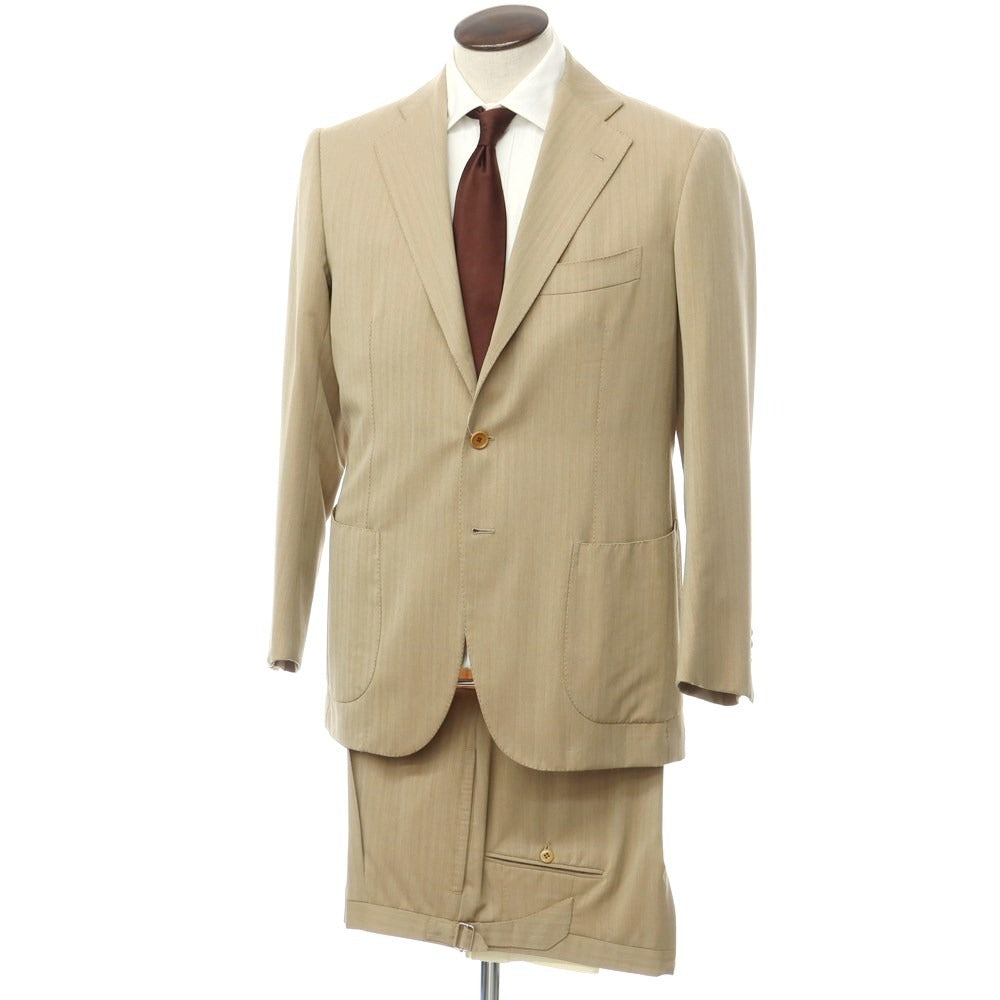 [Used] Cesare Attolini wool cashmere set-up 3-button suit dark beige x blue [50] [Condition rank B] [Men&