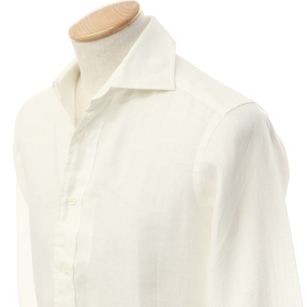 【中古】アザブテーラー azabu tailor リネン ワイドカラー カジュアルシャツ オフホワイト【 表記なし（S位） 】【 状態ランクB 】【 メンズ 】