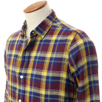 [Used] Finamore Linen Check Casual Shirt Bordeaux x Navy x Yellow [39] [Condition Rank B] [Men&