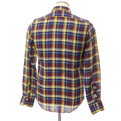 [Used] Finamore Linen Check Casual Shirt Bordeaux x Navy x Yellow [39] [Condition Rank B] [Men&